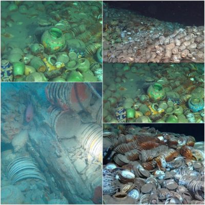 More than 100,000 Chinese artifacts, mainly Ming Dynasty ceramics, from two ships that sank 500 years ago have been discovered at a depth of 1.5 km in the South China Sea