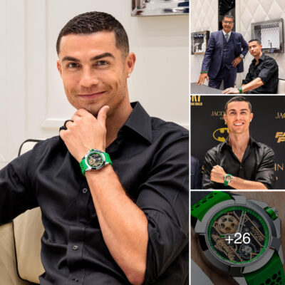 Cristiano Ronaldo shows off his exquisite $20 million Jacob & Co. watch. during the event in Saudi Arabia