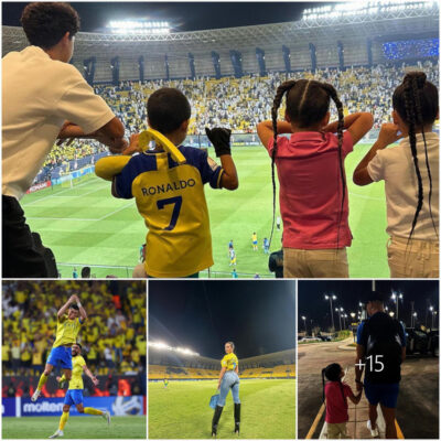 Family is number one: Cristiano Ronaldo’s wife and children showed their support for him at the AFC Champions League when they personally went to the field to cheer ‎