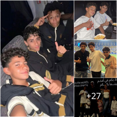 Cristiano’s son Junior enjoys a movie night with his best friend and Al Nassr youth team teammate