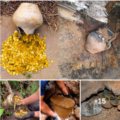 The man changed his life by digging the ground behind his house and discovered an old clay pot filled with gold coins and jewelry.