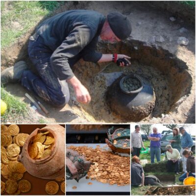 52,000 ancient Roman coins dating from the 3rd century AD were discovered by a lucky chef in a field buried underground for 1800 years.