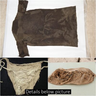 An ancient outfit, consisting of a shirt and shoes, was found remarkably well-preserved beneath the Lendbreen glacier, dating back 1,700 years ago