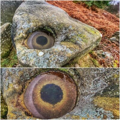 Nature’s eye is always watching! Bizarre frost formation on a rock found in Derbyshire Peak District, UK