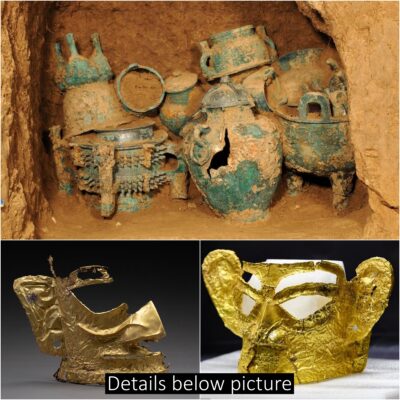 Among the more than 500 items that archaeologists have discovered are a bronze “Big Mouth” statue and a stunning gold treasure that dates back 3,000 years.