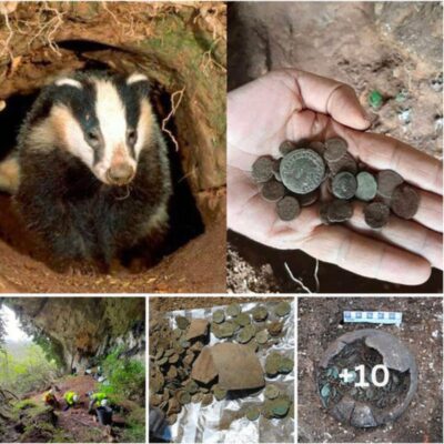 A treasure trove of ancient Roman coins dating from the 3rd to 5th centuries AD was discovered by a honey badger in a cave